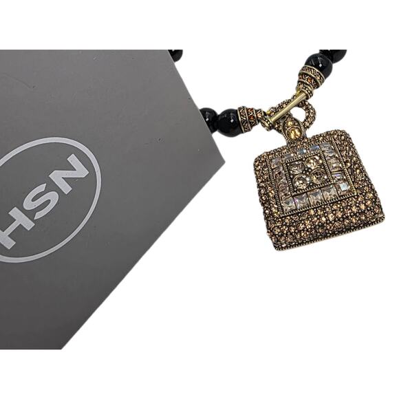 Heidi Daus "Tantalizing" Beaded Toggle Crystal Drop Statement Necklace - NIB - Picture 3 of 10